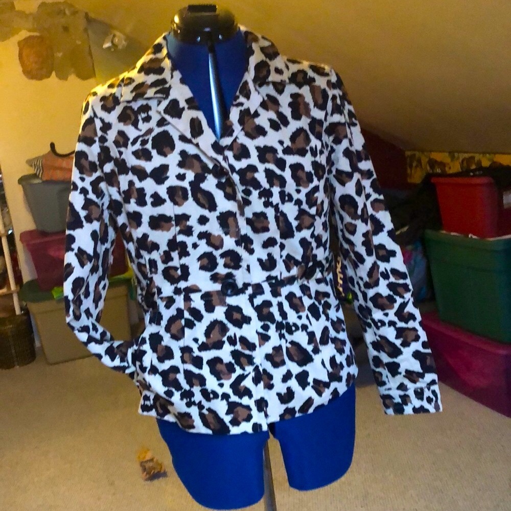 ๐ Silk land leopard print dress jacket small - Picture 1 of 8